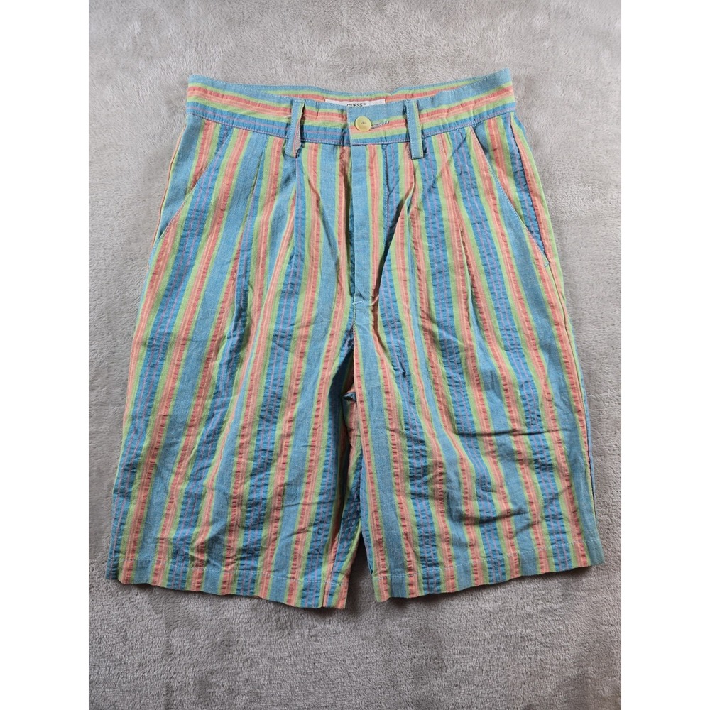 Vintage Guess Shorts Youth Boys Sz 12 Striped Georges Marciano Made In USA 24x10